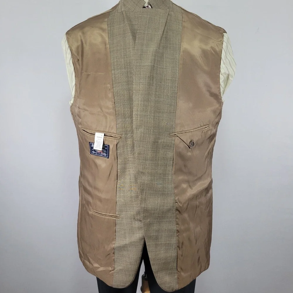 American Living Men's Sport Coat Blazer Three‎ Button Brown Glen Plaid Wool 44L
